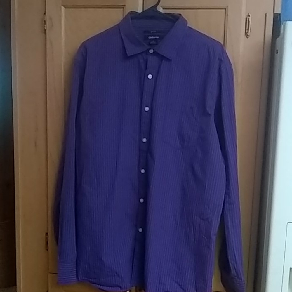 Men's purple striped XL button down shirt.